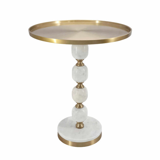 Handcrafted JESICCA marble and aluminum side table with a sleek design, perfect for affordable and stylish home decor.