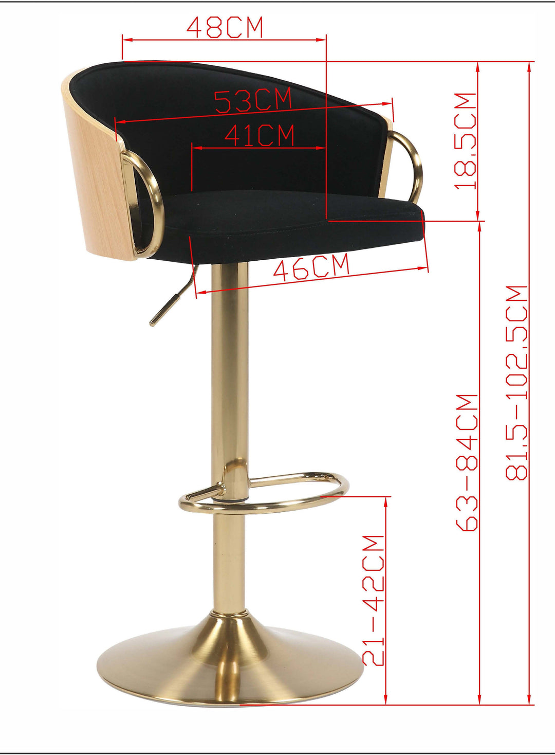 Jensen Gold Gas Lift Bar Stool