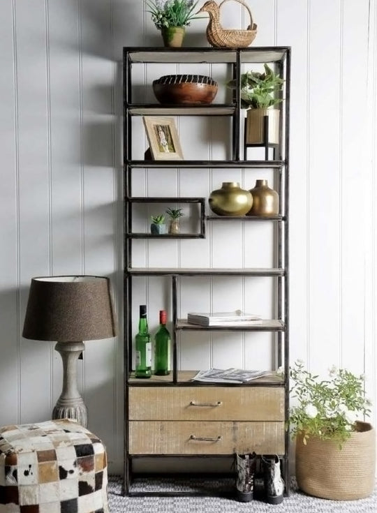 Slim Industrial Iron Bookcase