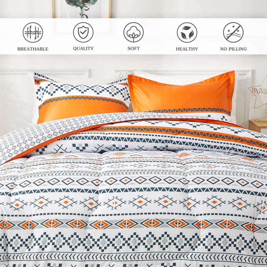 _label_, DSZ Product, feed-cond-new, feed-sl-free shipping, free-shipping, newBoho Comforter Set, King Size, Reversible Orange Geometric 3 - Piece Bedding Collection - Premium Home & Garden > Bedding > Quilts & Duvets from Styleforhome ! Shop Online Buy Now at S & D's Value Store Family Business Best Customer Service_label_, DSZ Product, feed-cond-new, feed-sl-free shipping, free-shipping, new