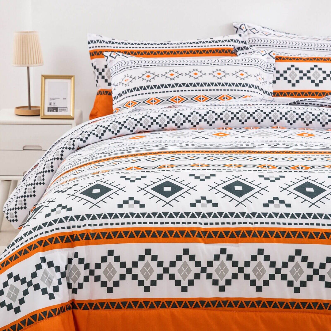 _label_, DSZ Product, feed-cond-new, feed-sl-free shipping, free-shipping, newBoho Comforter Set, King Size, Reversible Orange Geometric 3 - Piece Bedding Collection - Premium Home & Garden > Bedding > Quilts & Duvets from Styleforhome ! Shop Online Buy Now at S & D's Value Store Family Business Best Customer Service_label_, DSZ Product, feed-cond-new, feed-sl-free shipping, free-shipping, new