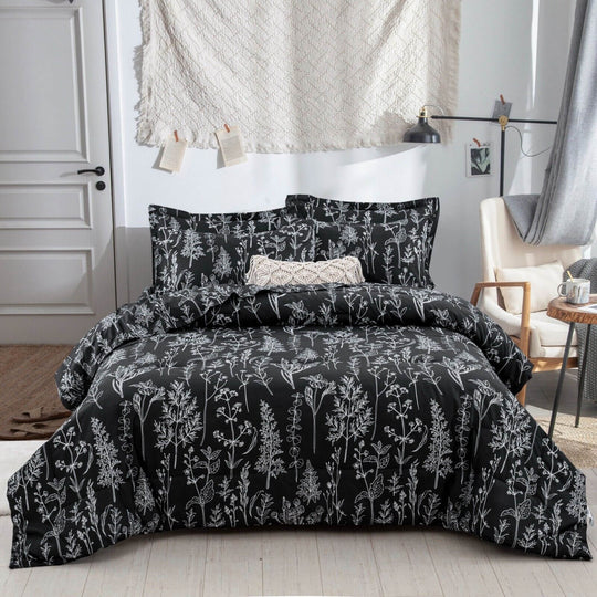 _label_, DSZ Product, feed-cond-new, feed-sl-free shipping, free-shipping, newFloral Leaves Comforter Set, Queen Size, Microfiber Quilted Bedding With Pillowcase - Premium Home & Garden > Bedding > Quilts & Duvets from Styleforhome ! Shop Online Buy Now at S & D's Value Store Family Business Best Customer Service_label_, DSZ Product, feed-cond-new, feed-sl-free shipping, free-shipping, new