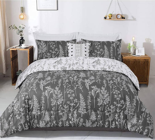 _label_, DSZ Product, feed-cond-new, feed-sl-free shipping, free-shipping, newFloral Comforter Set, King Size, Black White Floral Pattern Reversible Bedding - Premium Home & Garden > Bedding > Quilts & Duvets from Styleforhome ! Shop Online Buy Now at S & D's Value Store Family Business Best Customer Service_label_, DSZ Product, feed-cond-new, feed-sl-free shipping, free-shipping, new