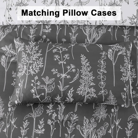 _label_, DSZ Product, feed-cond-new, feed-sl-free shipping, free-shipping, newFloral Comforter Set, King Size, Black White Floral Pattern Reversible Bedding - Premium Home & Garden > Bedding > Quilts & Duvets from Styleforhome ! Shop Online Buy Now at S & D's Value Store Family Business Best Customer Service_label_, DSZ Product, feed-cond-new, feed-sl-free shipping, free-shipping, new