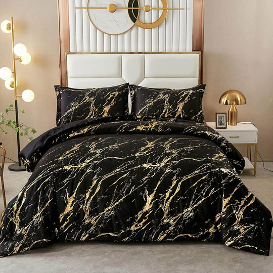 _label_, DSZ Product, feed-cond-new, feed-sl-free shipping, free-shipping, newBlack Gold Metallic Marble Comforter Set, Queen Size, Foil Print Glitter 3 - Piece Bedding - Premium Home & Garden > Bedding > Quilts & Duvets from Styleforhome ! Shop Online Buy Now at S & D's Value Store Family Business Best Customer Service_label_, DSZ Product, feed-cond-new, feed-sl-free shipping, free-shipping, new