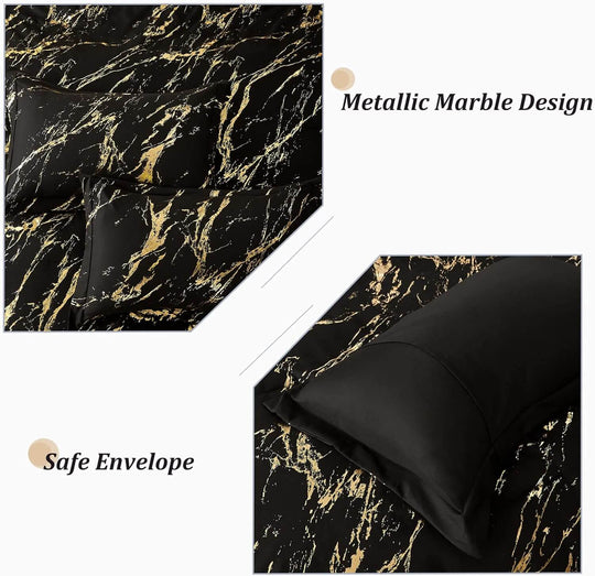 _label_, DSZ Product, feed-cond-new, feed-sl-free shipping, free-shipping, newBlack Gold Metallic Marble Comforter Set, Queen Size, Foil Print Glitter 3 - Piece Bedding - Premium Home & Garden > Bedding > Quilts & Duvets from Styleforhome ! Shop Online Buy Now at S & D's Value Store Family Business Best Customer Service_label_, DSZ Product, feed-cond-new, feed-sl-free shipping, free-shipping, new