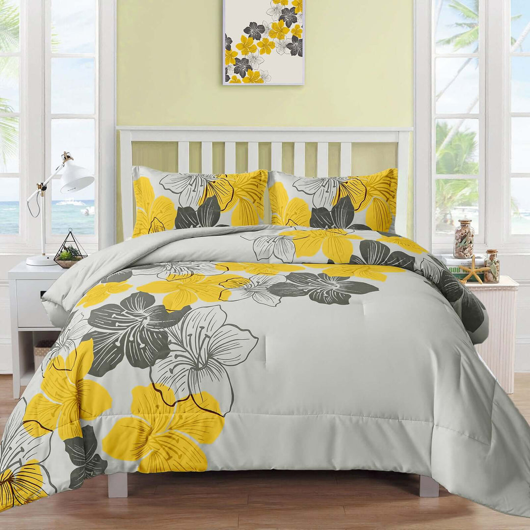 _label_, DSZ Product, feed-cond-new, feed-sl-free shipping, free-shippingFloral Comforter Set, King Size, Yellow Floral 3 - Piece Bedding, Lightweight Microfiber - Premium Home & Garden > Bedding > Quilts & Duvets from Styleforhome ! Shop Online Buy Now at S & D's Value Store Family Business Best Customer Service_label_, DSZ Product, feed-cond-new, feed-sl-free shipping, free-shipping