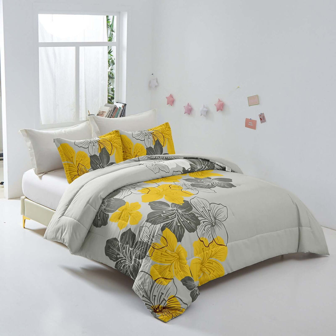 _label_, DSZ Product, feed-cond-new, feed-sl-free shipping, free-shippingFloral Comforter Set, King Size, Yellow Floral 3 - Piece Bedding, Lightweight Microfiber - Premium Home & Garden > Bedding > Quilts & Duvets from Styleforhome ! Shop Online Buy Now at S & D's Value Store Family Business Best Customer Service_label_, DSZ Product, feed-cond-new, feed-sl-free shipping, free-shipping