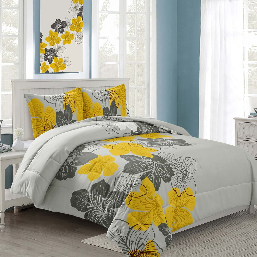 _label_, DSZ Product, feed-cond-new, feed-sl-free shipping, free-shippingFloral Comforter Set, King Size, Yellow Floral 3 - Piece Bedding, Lightweight Microfiber - Premium Home & Garden > Bedding > Quilts & Duvets from Styleforhome ! Shop Online Buy Now at S & D's Value Store Family Business Best Customer Service_label_, DSZ Product, feed-cond-new, feed-sl-free shipping, free-shipping