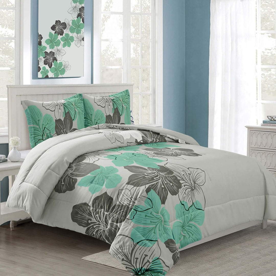 _label_, DSZ Product, feed-cond-new, feed-sl-free shipping, free-shippingFloral Comforter Set, King Size, Green Floral 3 - Piece Bedding, Lightweight Microfiber - Premium Home & Garden > Bedding > Quilts & Duvets from Styleforhome ! Shop Online Buy Now at S & D's Value Store Family Business Best Customer Service_label_, DSZ Product, feed-cond-new, feed-sl-free shipping, free-shipping