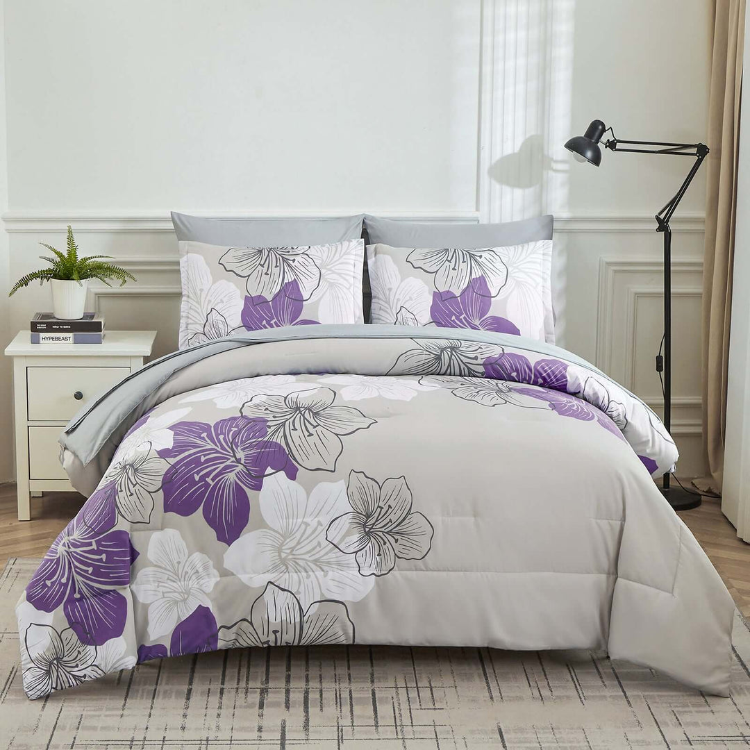 _label_, DSZ Product, feed-cond-new, feed-sl-free shipping, free-shippingFloral Comforter Set, King Size, Purple Floral 3 - Piece Bedding, Lightweight Microfiber - Premium Home & Garden > Bedding > Quilts & Duvets from Styleforhome ! Shop Online Buy Now at S & D's Value Store Family Business Best Customer Service_label_, DSZ Product, feed-cond-new, feed-sl-free shipping, free-shipping