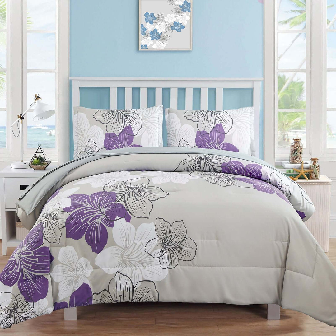 _label_, DSZ Product, feed-cond-new, feed-sl-free shipping, free-shippingFloral Comforter Set, King Size, Purple Floral 3 - Piece Bedding, Lightweight Microfiber - Premium Home & Garden > Bedding > Quilts & Duvets from Styleforhome ! Shop Online Buy Now at S & D's Value Store Family Business Best Customer Service_label_, DSZ Product, feed-cond-new, feed-sl-free shipping, free-shipping