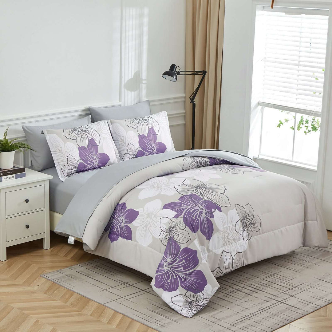 _label_, DSZ Product, feed-cond-new, feed-sl-free shipping, free-shippingFloral Comforter Set, King Size, Purple Floral 3 - Piece Bedding, Lightweight Microfiber - Premium Home & Garden > Bedding > Quilts & Duvets from Styleforhome ! Shop Online Buy Now at S & D's Value Store Family Business Best Customer Service_label_, DSZ Product, feed-cond-new, feed-sl-free shipping, free-shipping