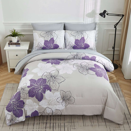 _label_, DSZ Product, feed-cond-new, feed-sl-free shipping, free-shippingFloral Comforter Set, King Size, Purple Floral 3 - Piece Bedding, Lightweight Microfiber - Premium Home & Garden > Bedding > Quilts & Duvets from Styleforhome ! Shop Online Buy Now at S & D's Value Store Family Business Best Customer Service_label_, DSZ Product, feed-cond-new, feed-sl-free shipping, free-shipping