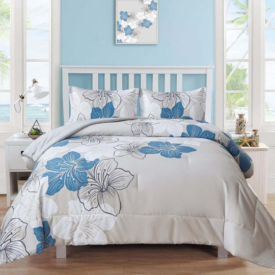 _label_, DSZ Product, feed-cond-new, feed-sl-free shipping, free-shippingFloral Comforter Set, King Size, Blue Floral 3 - Piece Bedding, Soft Microfiber For All Seasons - Premium Home & Garden > Bedding > Quilts & Duvets from Styleforhome ! Shop Online Buy Now at S & D's Value Store Family Business Best Customer Service_label_, DSZ Product, feed-cond-new, feed-sl-free shipping, free-shipping