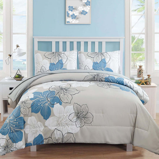 _label_, DSZ Product, feed-cond-new, feed-sl-free shipping, free-shippingFloral Comforter Set, King Size, Blue Floral 3 - Piece Bedding, Soft Microfiber For All Seasons - Premium Home & Garden > Bedding > Quilts & Duvets from Styleforhome ! Shop Online Buy Now at S & D's Value Store Family Business Best Customer Service_label_, DSZ Product, feed-cond-new, feed-sl-free shipping, free-shipping