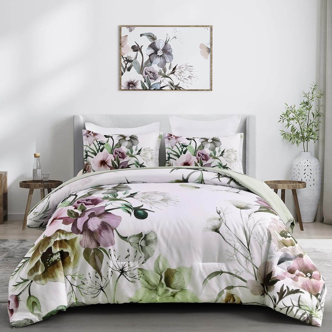 _label_, DSZ Product, feed-cond-new, feed-sl-free shipping, free-shippingFloral Comforter Set, King Size, Green Floral 3 - Piece Bedding, Soft Microfiber For All Seasons - Premium Home & Garden > Bedding > Quilts & Duvets from Styleforhome ! Shop Online Buy Now at S & D's Value Store Family Business Best Customer Service_label_, DSZ Product, feed-cond-new, feed-sl-free shipping, free-shipping