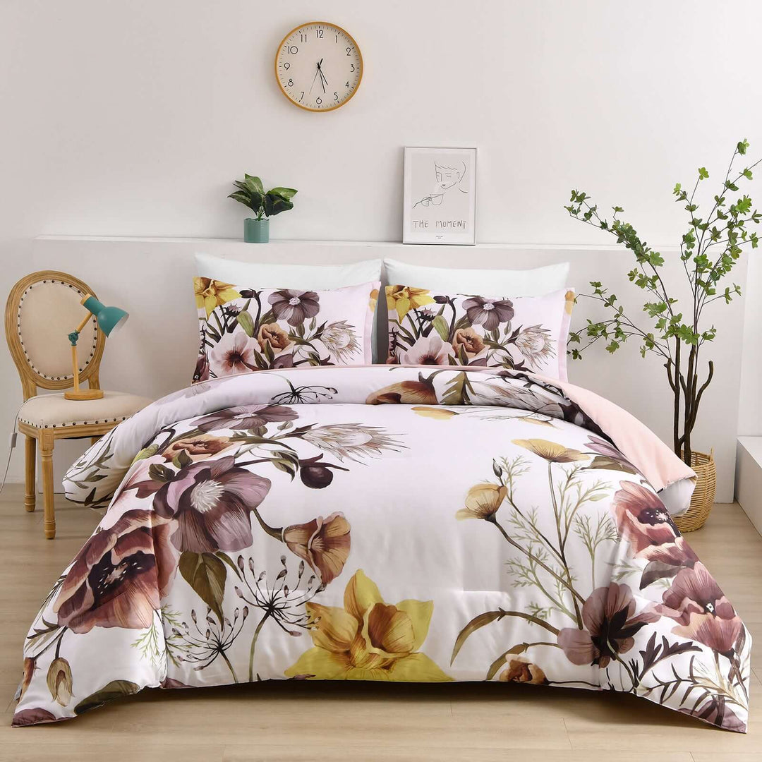 _label_, DSZ Product, feed-cond-new, feed-sl-free shipping, free-shippingFloral Comforter Set, King Size, Blush Floral 3 - Piece Bedding, Soft Microfiber For All Seasons - Premium Home & Garden > Bedding > Quilts & Duvets from Styleforhome ! Shop Online Buy Now at S & D's Value Store Family Business Best Customer Service_label_, DSZ Product, feed-cond-new, feed-sl-free shipping, free-shipping