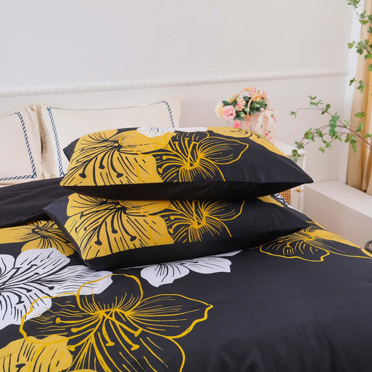 _label_, DSZ Product, feed-cond-new, feed-sl-free shipping, free-shippingKing Comforter Set, Black/Gold Floral 3 - Piece Bedding, Soft Microfiber For All Seasons - Premium Home & Garden > Bedding > Quilts & Duvets from Styleforhome ! Shop Online Buy Now at S & D's Value Store Family Business Best Customer Service_label_, DSZ Product, feed-cond-new, feed-sl-free shipping, free-shipping