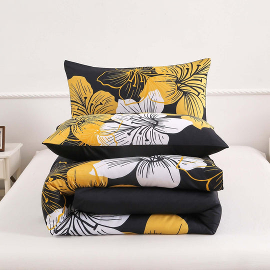 _label_, DSZ Product, feed-cond-new, feed-sl-free shipping, free-shippingKing Comforter Set, Black/Gold Floral 3 - Piece Bedding, Soft Microfiber For All Seasons - Premium Home & Garden > Bedding > Quilts & Duvets from Styleforhome ! Shop Online Buy Now at S & D's Value Store Family Business Best Customer Service_label_, DSZ Product, feed-cond-new, feed-sl-free shipping, free-shipping