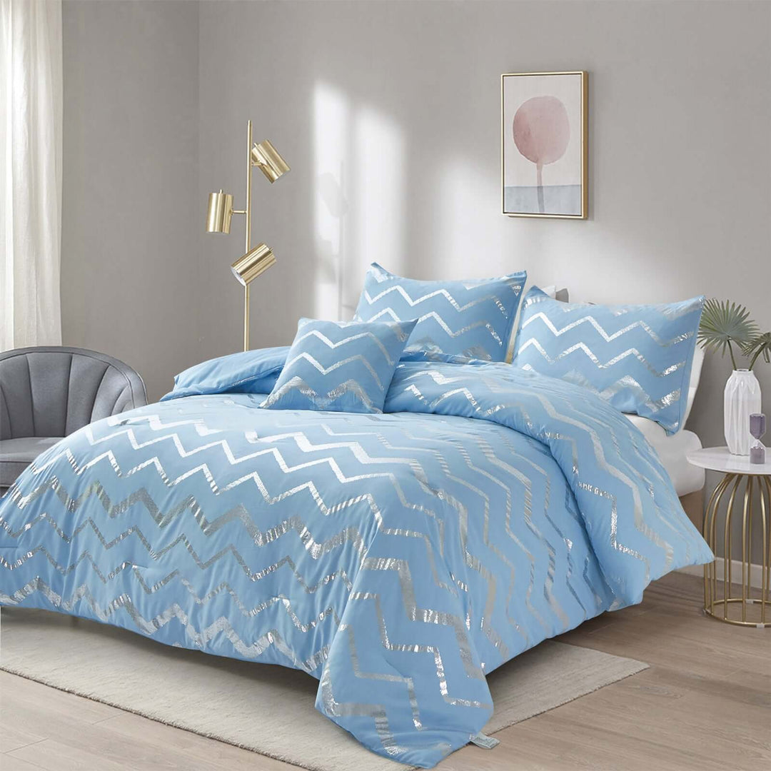 _label_, DSZ Product, feed-cond-new, feed-sl-free shipping, free-shipping, newMetallic Print Comforter Set, King Size, Chic 3 - Piece Bedding With Pillowcases - Premium Home & Garden > Bedding > Quilts & Duvets from Styleforhome ! Shop Online Buy Now at S & D's Value Store Family Business Best Customer Service_label_, DSZ Product, feed-cond-new, feed-sl-free shipping, free-shipping, new