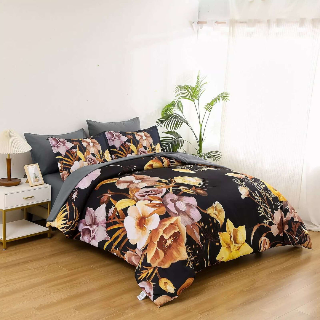 _label_, DSZ Product, feed-cond-new, feed-sl-free shipping, free-shipping, newSoft Floral Leaf Comforter Set, King Size, Quilted Bedding With Pillowcases - Premium Home & Garden > Bedding > Quilts & Duvets from Styleforhome ! Shop Online Buy Now at S & D's Value Store Family Business Best Customer Service_label_, DSZ Product, feed-cond-new, feed-sl-free shipping, free-shipping, new