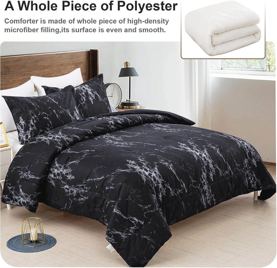 _label_, DSZ Product, feed-cond-new, feed-sl-free shipping, free-shipping, newQueen Black Marble Comforter Set, Bedding For All Seasons, 3 - Piece Set - Premium Home & Garden > Bedding > Quilts & Duvets from Styleforhome ! Shop Online Buy Now at S & D's Value Store Family Business Best Customer Service_label_, DSZ Product, feed-cond-new, feed-sl-free shipping, free-shipping, new