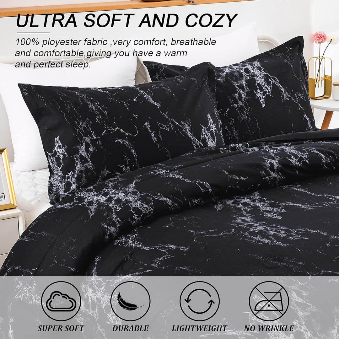 _label_, DSZ Product, feed-cond-new, feed-sl-free shipping, free-shipping, newQueen Black Marble Comforter Set, Bedding For All Seasons, 3 - Piece Set - Premium Home & Garden > Bedding > Quilts & Duvets from Styleforhome ! Shop Online Buy Now at S & D's Value Store Family Business Best Customer Service_label_, DSZ Product, feed-cond-new, feed-sl-free shipping, free-shipping, new