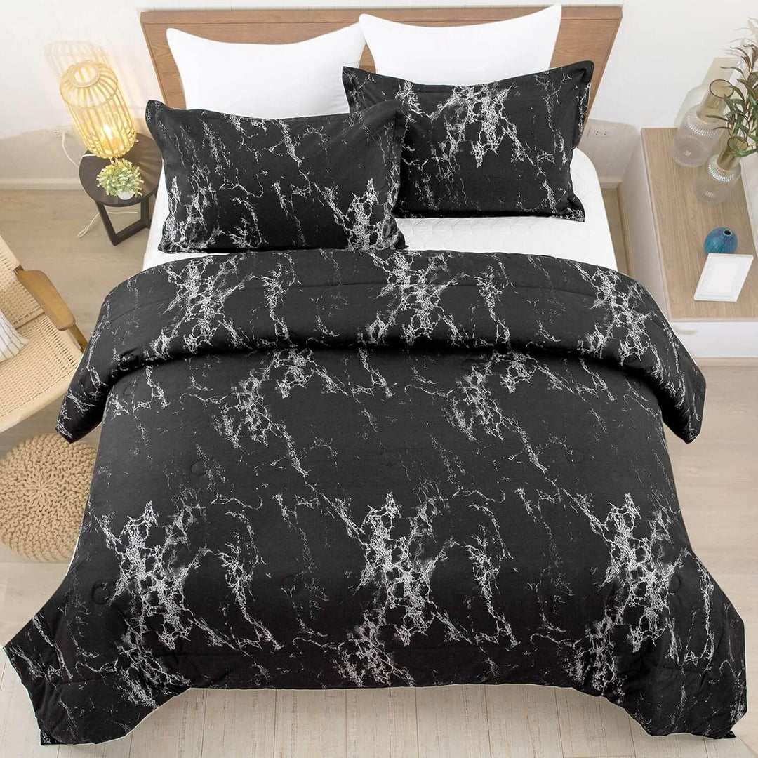 _label_, DSZ Product, feed-cond-new, feed-sl-free shipping, free-shipping, newQueen Black Marble Comforter Set, Bedding For All Seasons, 3 - Piece Set - Premium Home & Garden > Bedding > Quilts & Duvets from Styleforhome ! Shop Online Buy Now at S & D's Value Store Family Business Best Customer Service_label_, DSZ Product, feed-cond-new, feed-sl-free shipping, free-shipping, new