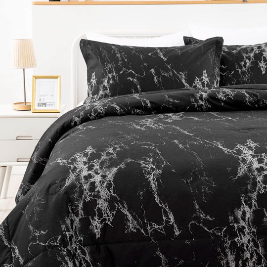 _label_, DSZ Product, feed-cond-new, feed-sl-free shipping, free-shipping, newQueen Black Marble Comforter Set, Bedding For All Seasons, 3 - Piece Set - Premium Home & Garden > Bedding > Quilts & Duvets from Styleforhome ! Shop Online Buy Now at S & D's Value Store Family Business Best Customer Service_label_, DSZ Product, feed-cond-new, feed-sl-free shipping, free-shipping, new