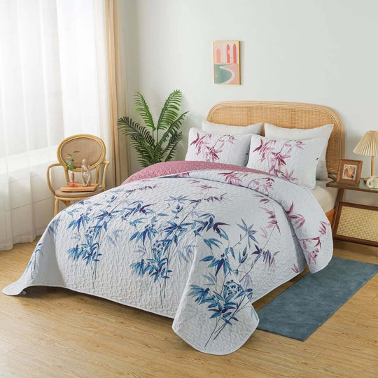 _label_, DSZ Product, feed-cond-new, feed-sl-free shipping, free-shippingFloral Quilted Bedspread And Pillowcovers Set: Embrace Nature Indoors - Queen Size - Premium Home & Garden > Bedding > Blankets & Throws from Styleforhome ! Shop Online Buy Now at S & D's Value Store Family Business Best Customer Service_label_, DSZ Product, feed-cond-new, feed-sl-free shipping, free-shipping