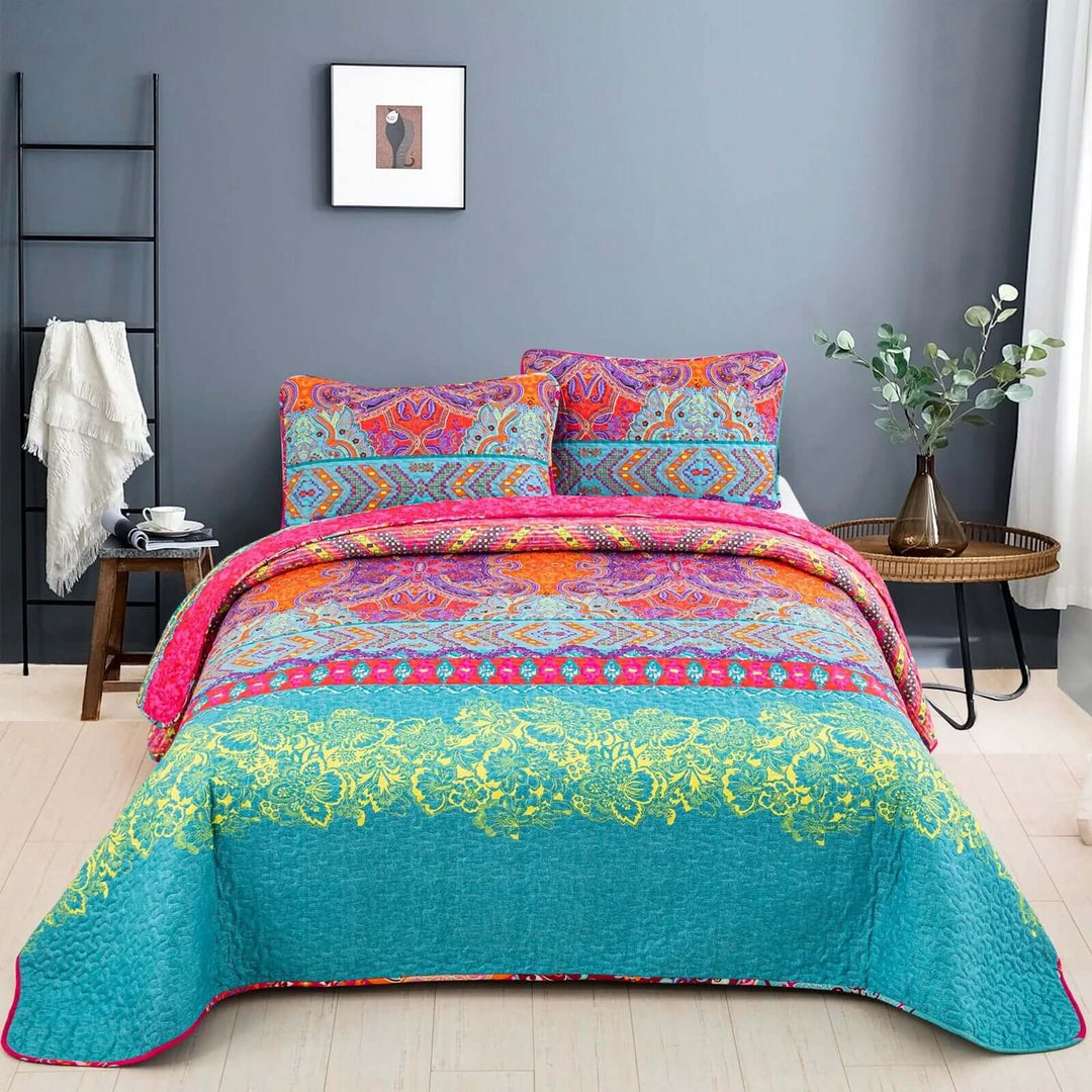 _label_, DSZ Product, feed-cond-new, feed-sl-free shipping, free-shippingColorful Quilted Bedspread And Pillowcovers Set: Add A Splash Of Color - Queen Size - Premium Home & Garden > Bedding > Blankets & Throws from Styleforhome ! Shop Online Buy Now at S & D's Value Store Family Business Best Customer Service_label_, DSZ Product, feed-cond-new, feed-sl-free shipping, free-shipping