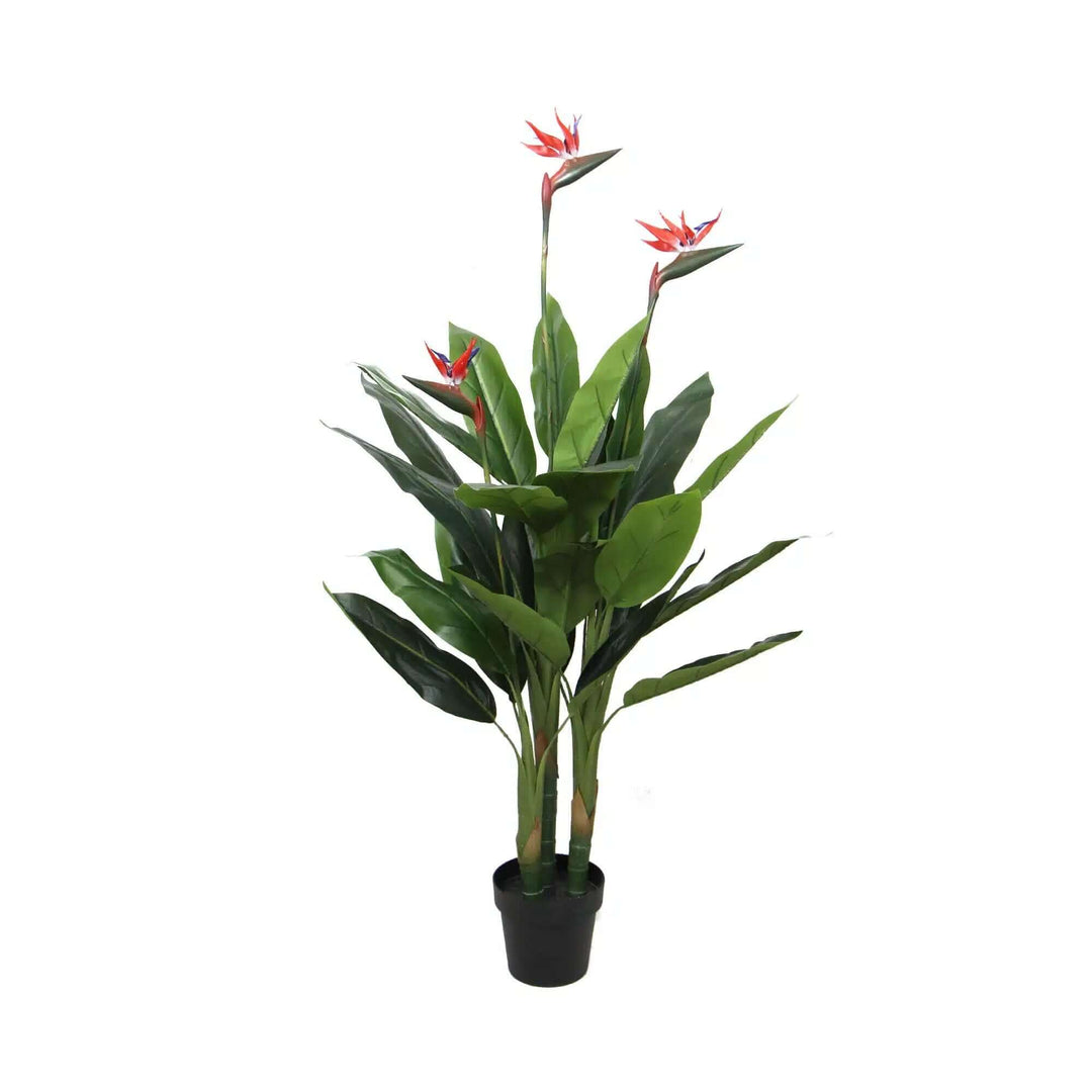 Artificial Bird of Paradise Plant 110cm with red flowers, perfect for a tropical home or office decor, affordable luxury.