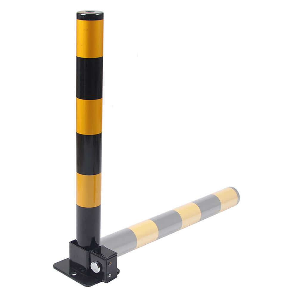 Affordable black and yellow foldable vehicle security post for DIY car protection and safety.