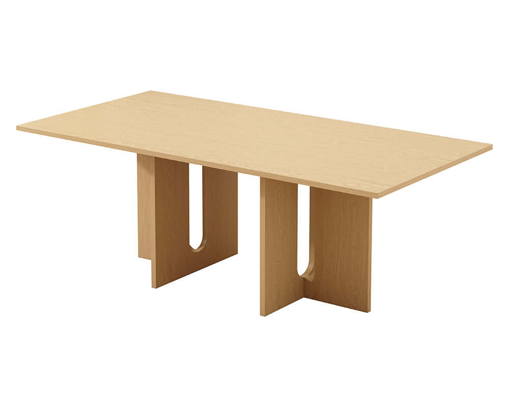 Oak Melamine Dining Table 8 Seater, affordable and luxe design, perfect for DIY enthusiasts seeking quality and durability.