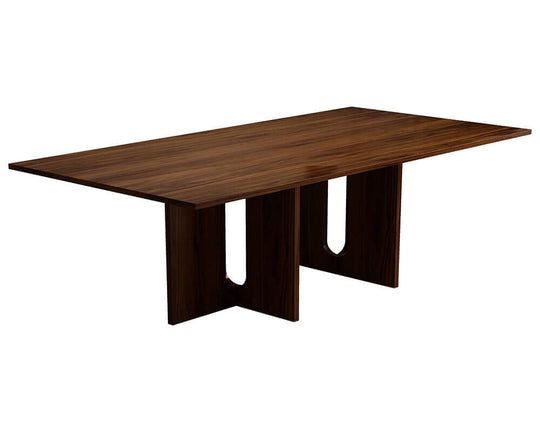 Affordable oak melamine dining table for 8, crafted from quality MDF with a luxe finish, ideal for DIY assembly and durability.