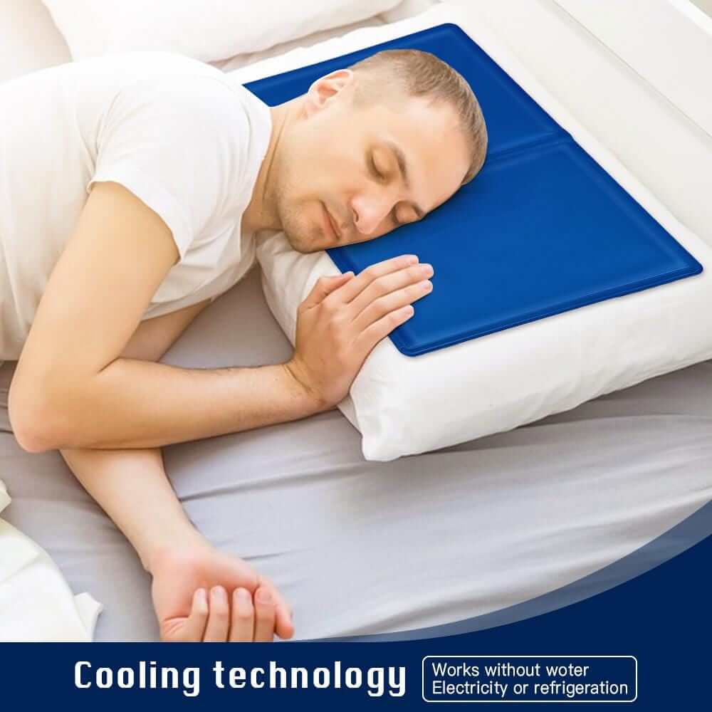 Cooling Gel Pillow 2 Pack on bed, designed for restful sleep without refrigeration, perfect for hot nights.