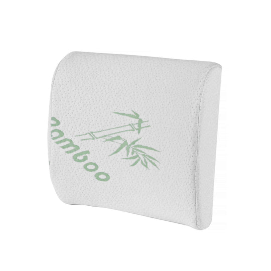 Bamboo memory foam lumbar support cushion, offering affordable, quality back relief for comfort and proper spinal alignment.