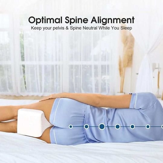 Memory Foam Sciatica Relief Leg Pillow for optimal spine alignment while sleeping, enhancing comfort and reducing pain.