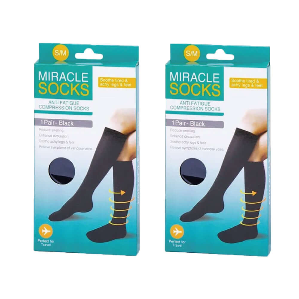 Affordable Miracle Compression Socks for comfort and support, featuring breathable fabric to wick moisture and reduce swelling.