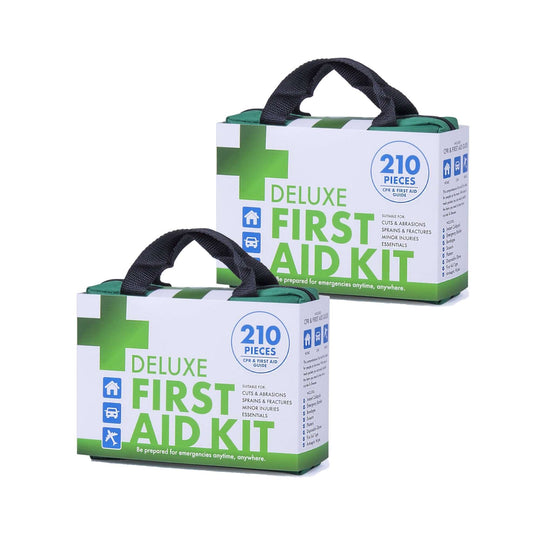 Affordable 420 Piece Deluxe Emergency First Aid Kit in compact design for home, car, or work, ensuring readiness for emergencies.