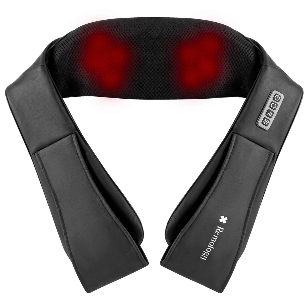 Affordable heated shiatsu neck massager with 4 nodes for deep tissue relief, ideal for home and office use.