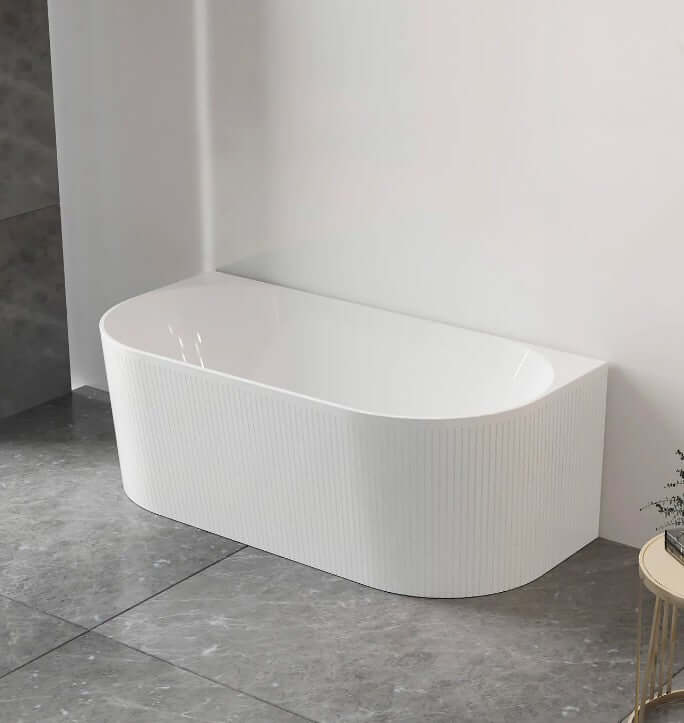 Affordable luxury freestanding oval bathtub in glossy white, perfect for DIY bathroom upgrades.