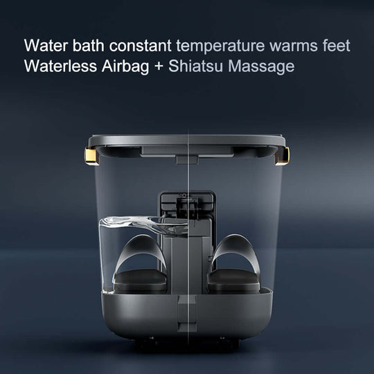 Hoper Layer Foot SPA showcasing water bath with constant temperature, waterless airbag, and Shiatsu massage features.