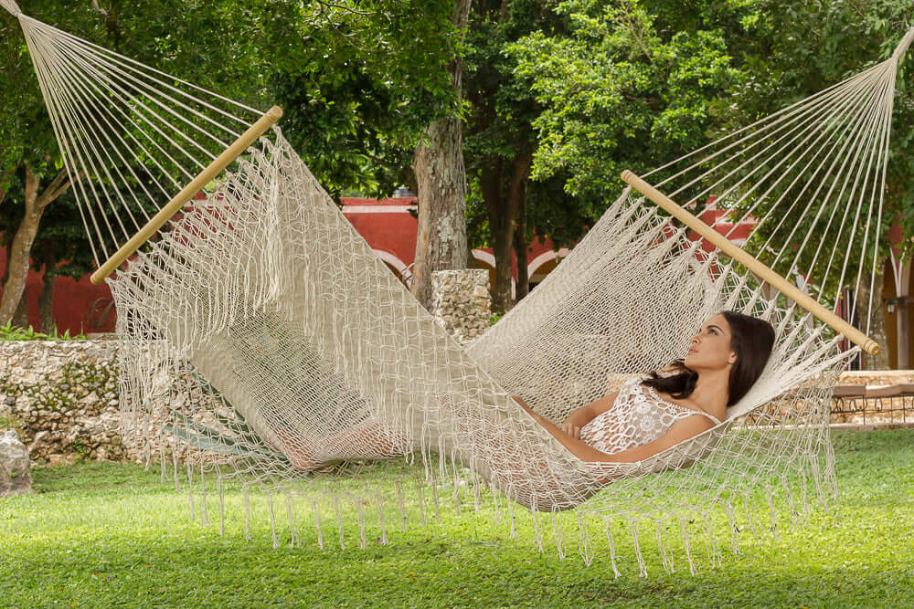 _label_, DSZ Product, feed-cond-new, feed-sl-free shipping, free-shipping, newMayan Legacy Queen Size Outdoor Cotton Mexican Resort Hammock With Fringe In Cream Colour - Premium Home & Garden > Hammocks > Hammocks & Accessories from DSZ ! Shop Online Buy Now at S & D's Value Store Family Business Best Customer Service_label_, DSZ Product, feed-cond-new, feed-sl-free shipping, free-shipping, new