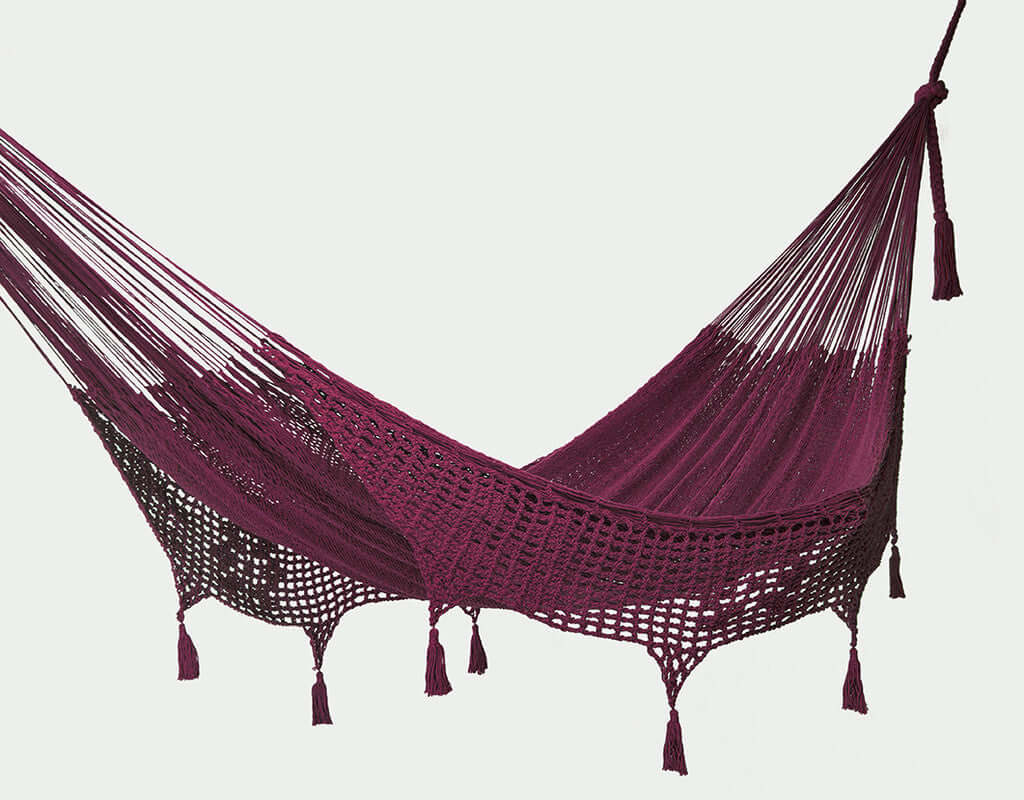 _label_, DSZ Product, feed-cond-new, feed-sl-free shipping, free-shipping, newOutdoor Undercover Cotton Mayan Legacy Hammock With Hand Crocheted Tassels King Size Maroon - Premium Home & Garden > Hammocks > Hammocks & Accessories from Mayan Legacy ! Shop Online Buy Now at S & D's Value Store Family Business Best Customer Service_label_, DSZ Product, feed-cond-new, feed-sl-free shipping, free-shipping, new