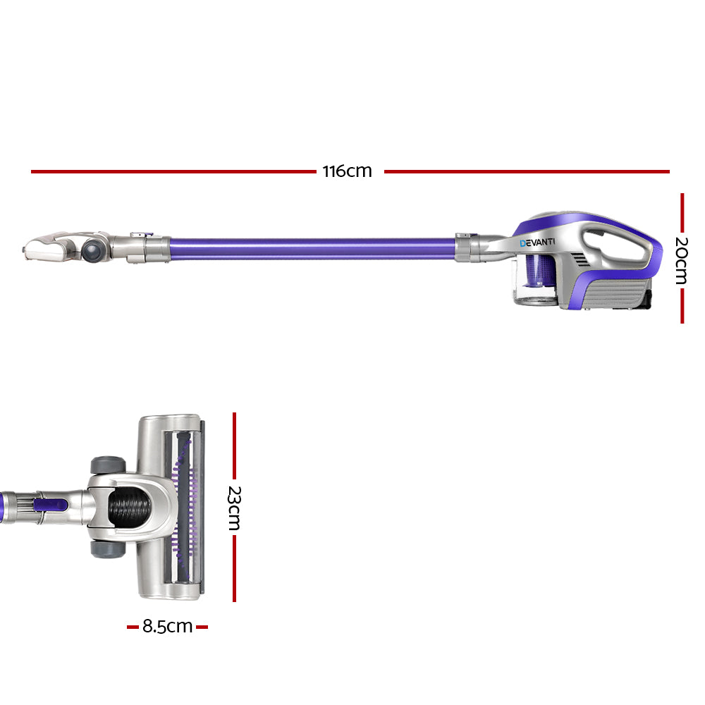 เครื่องดูดฝุ่นไร้สาย Devanti Stick พร้อมตัวกรอง Hepa สีม่วง 150W 