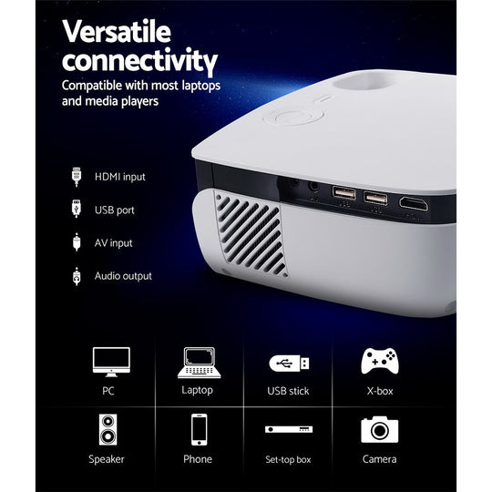 _label_, DSZ Product, feed-cond-new, feed-sl-free shipping, free-shipping, newDevanti Portable Mini Video Projector 1080P Wifi Home Theater Hdmi White - Premium Audio & Video > Projectors & Accessories > Projectors from Devanti ! Shop Online Buy Now at S & D's Value Store Family Business Best Customer Service_label_, DSZ Product, feed-cond-new, feed-sl-free shipping, free-shipping, new