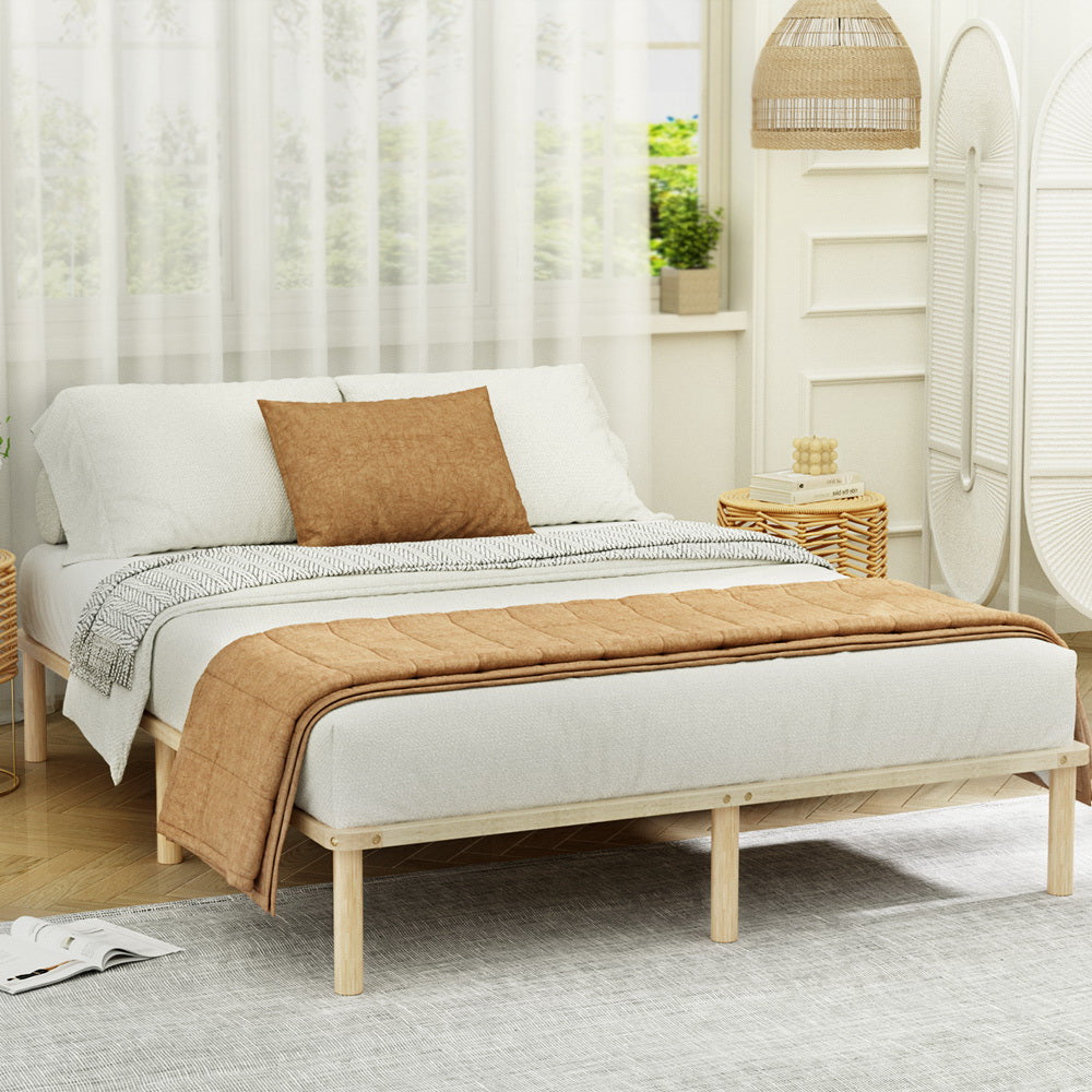 Artiss Bed Frame Queen Size Wooden Base Mattress Platform Timber Pine Amba