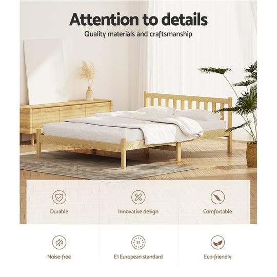 Artiss Bed Frame Double Size Wooden Oak Sofie